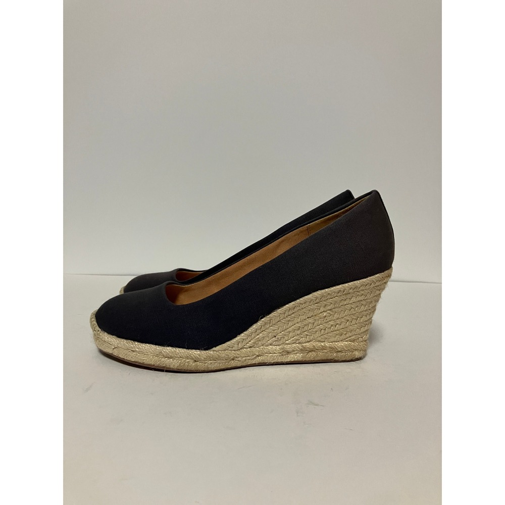 J.Crew Womens Seville Espadrille Wedges 8 Black Canvas Style AL003